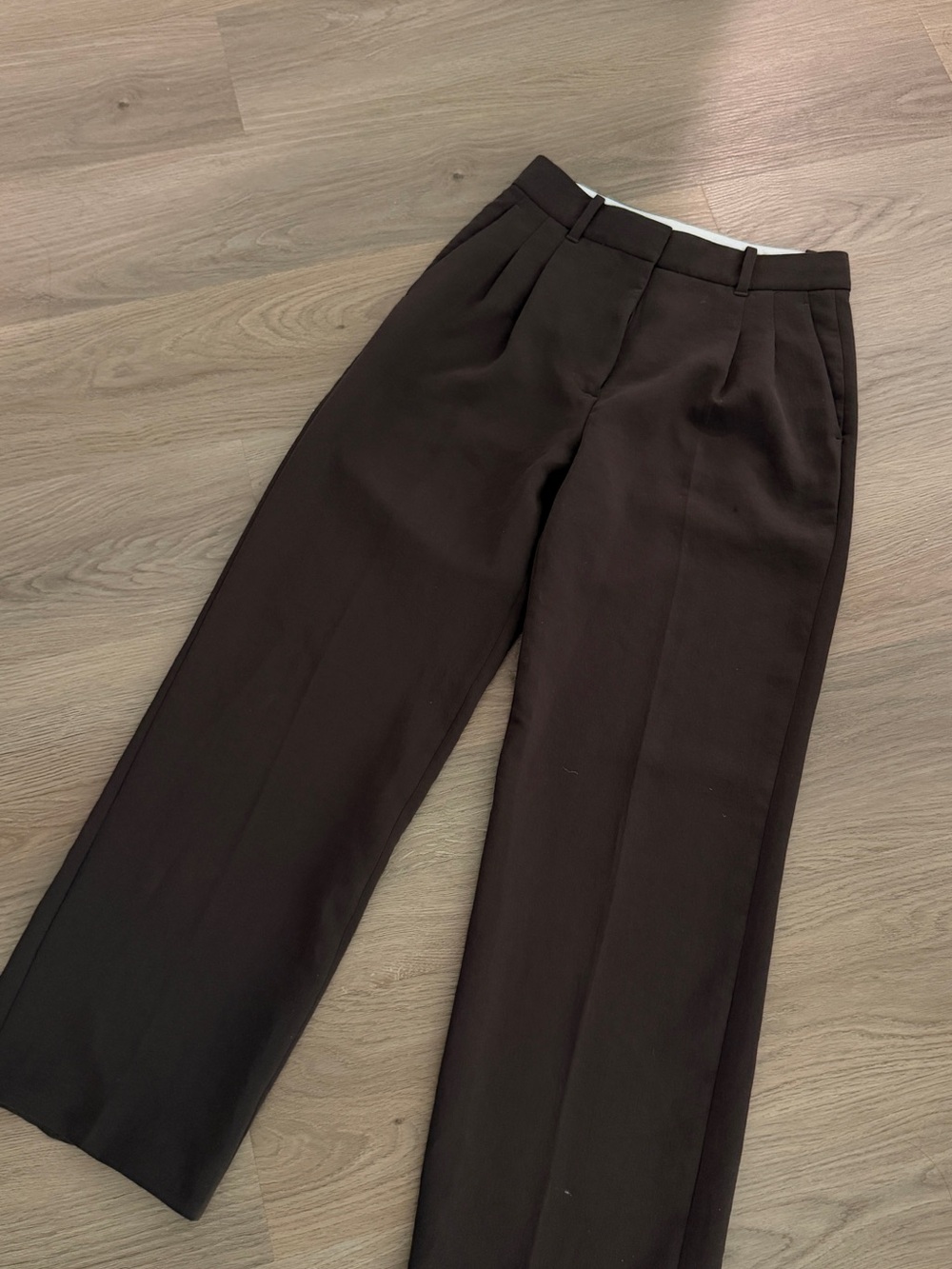 Wilfred Dark Brown Wide-Leg Pleated Trousers